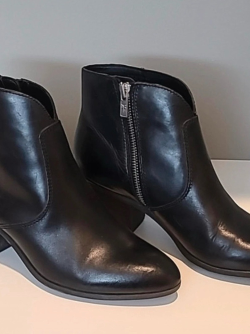 Frye Jennifer Black Leather Side-Zip Ankle Booties